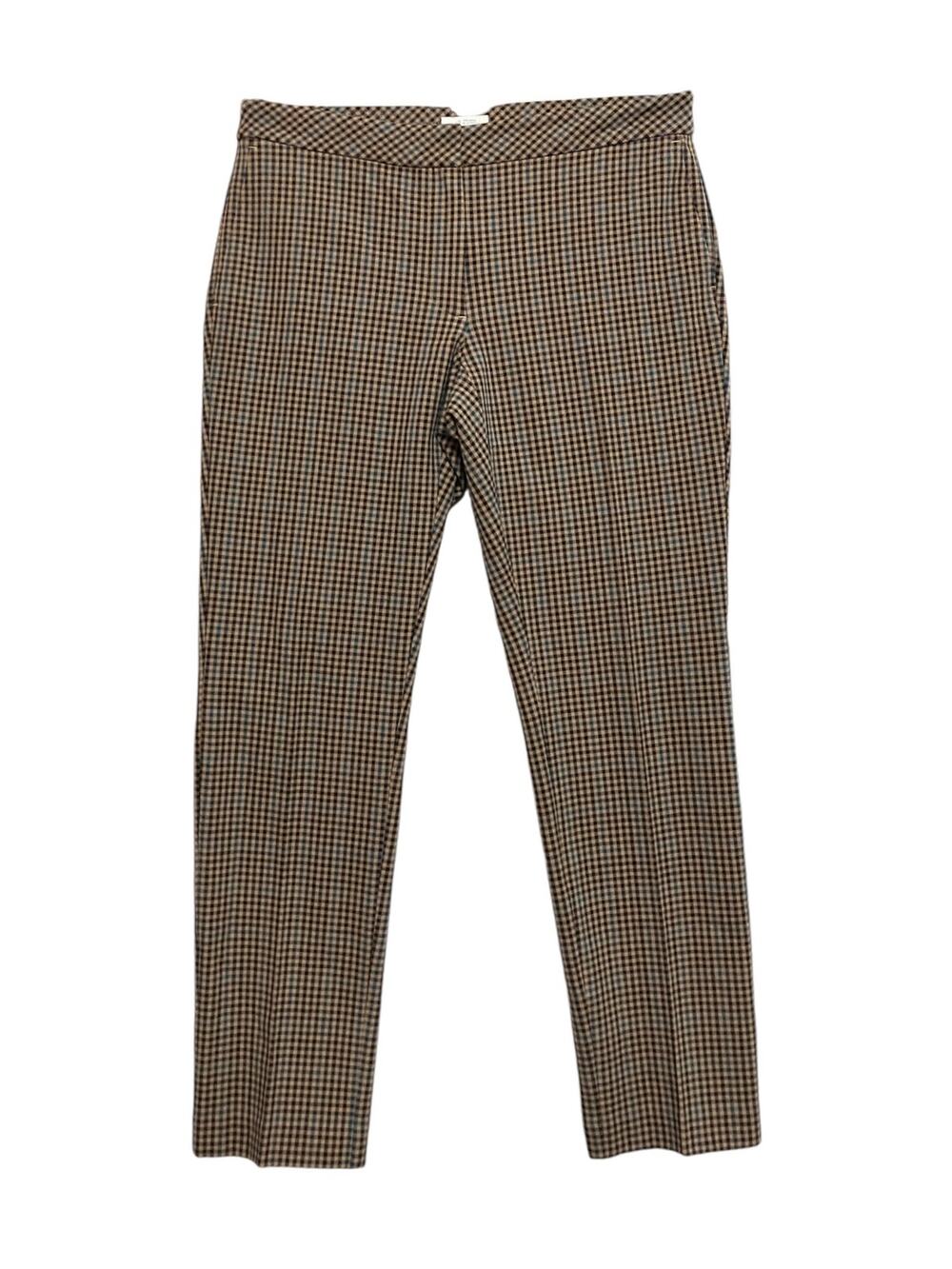 J. Jill Womens Beige Checkered Bi-Stretch 27.5" Inseam Ankle Pants Pockets SZ 6